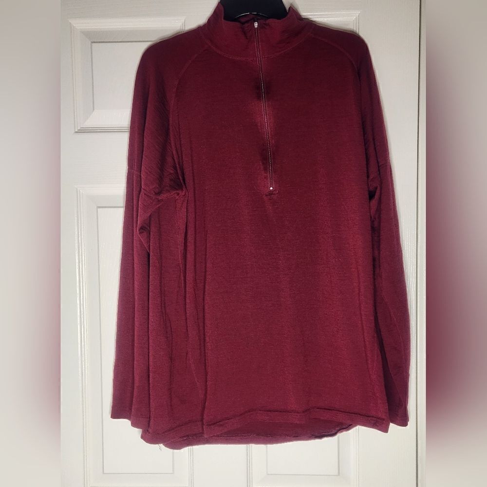 Woolskins Terramar XL Burgundy 100% AustMerinoWool Lngslv 1/4 Zipper MenSweater